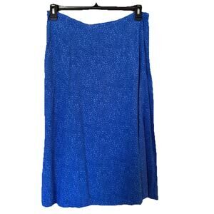 On 34th Women’s Blue Animal Print Midi Lightweight Skirt Large Viscose Side Zip